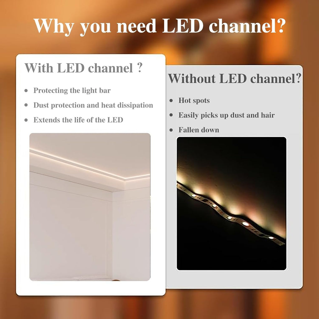 Led Light Strip Ceiling Diffuser Channel with Corner, Home Decor Indirect Lighting Track for Office Theater, Plaster Decorative Caps(White,2 m/6.5 ft)