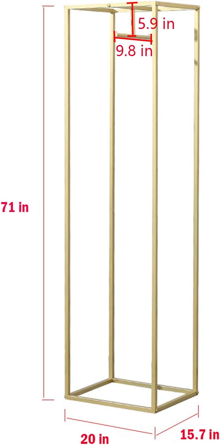 Modern Clothes Retail Heavy Duty Garment Racks,Metal Clothing Store Hanger Storage Shelves,Floor-Standing Display Rack (Gold Square Tube, 71' H)