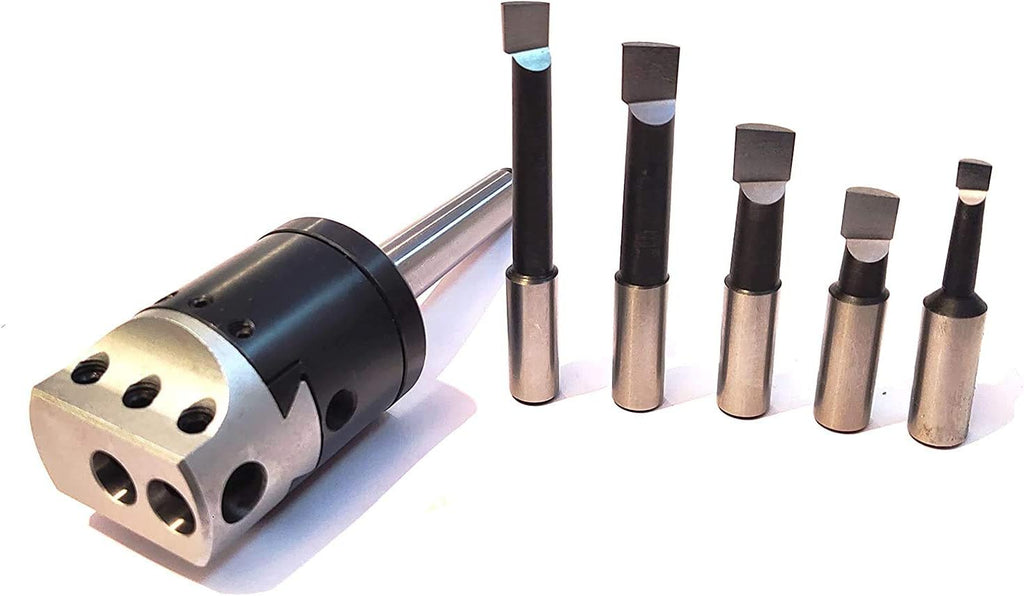 Precision Boring Head 2' for Milling & Lathe Machine 1 Div=0.0005' ((3MT SHANK (M12 X 1.75) W/ 5 PCS HSS))