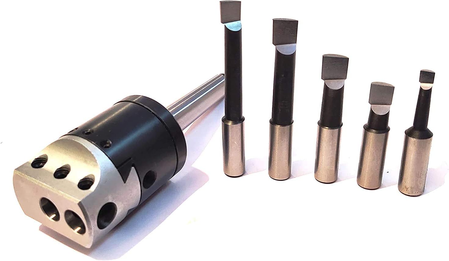 Precision Boring Head 2' for Milling & Lathe Machine 1 Div=0.0005' ((3MT SHANK (M12 X 1.75) W/ 5 PCS HSS))