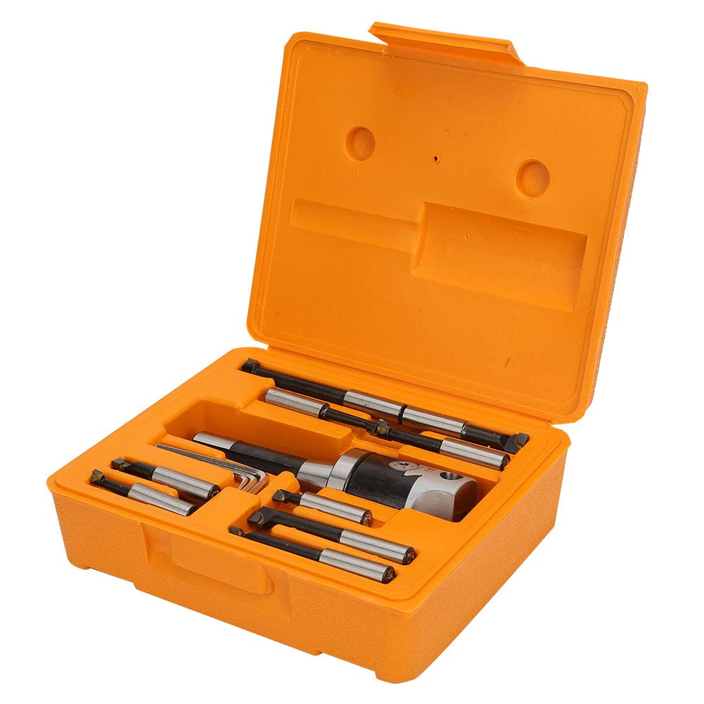 13 Pcs Indexable Metal Lathe Turning Tool, Boring Head Set, Carbide Boring Bar Set, Carbon Steel, Suitable for Semi Finishing and Finishing