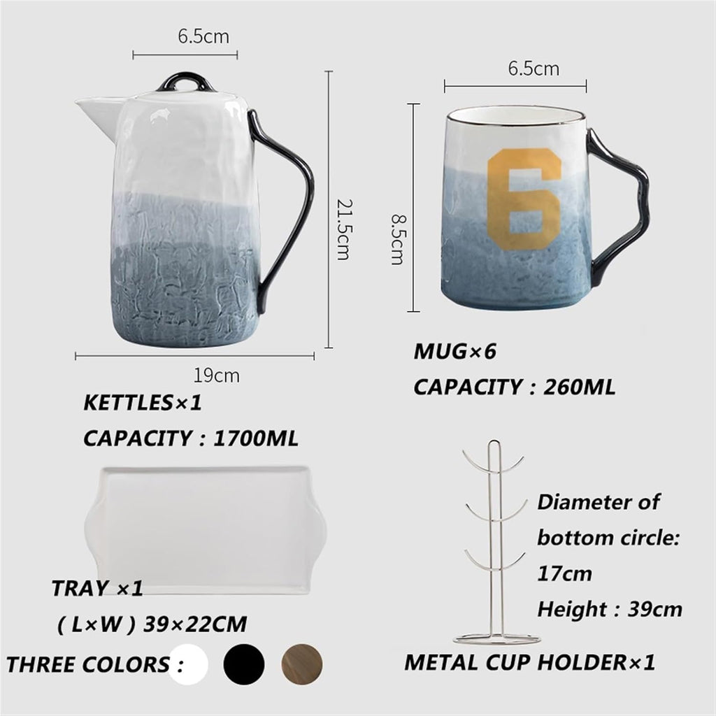 Beverage Serveware Cup set household 6-cup water cup tray stainless steel rack large-capacity cold water bottle ceramic water set Water Carafe