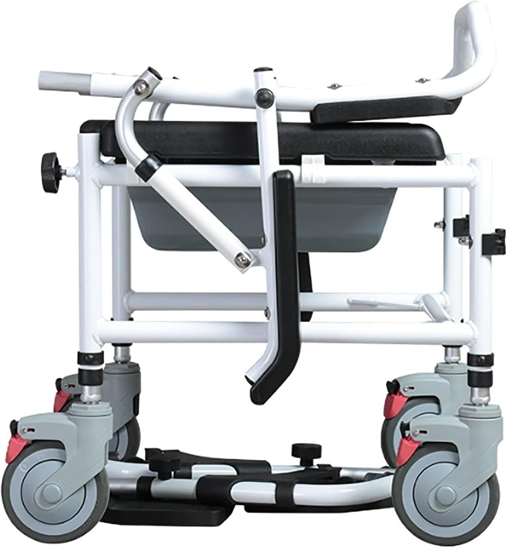 Bedside Commode,Toilet Seat with Handles Elderly Toilet Chair with Wheel splashproof Potty can take a Bath with Brake Foldable Mobile Toilet for Any