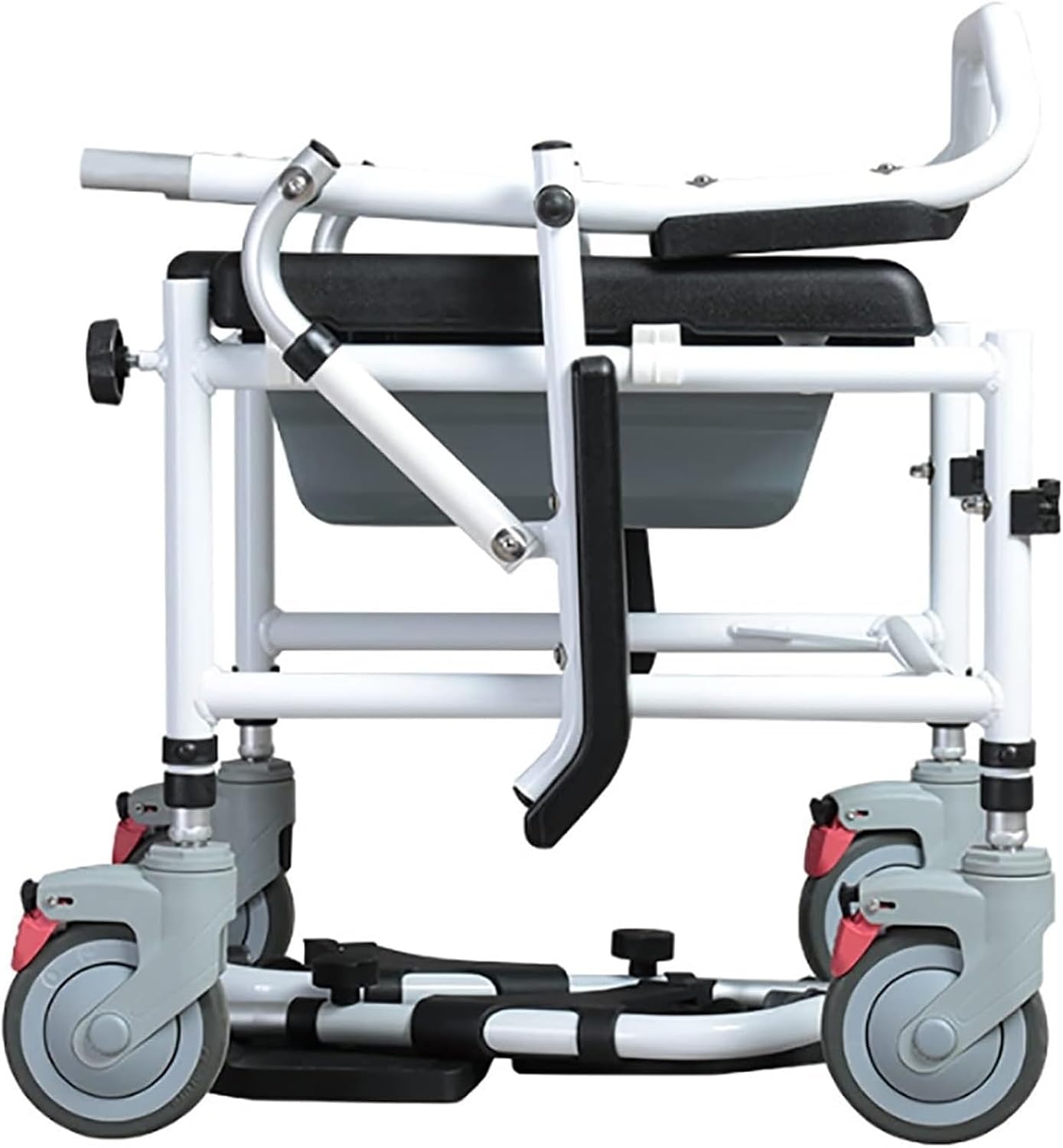 Bedside Commode,Toilet Seat with Handles Elderly Toilet Chair with Wheel splashproof Potty can take a Bath with Brake Foldable Mobile Toilet for Any