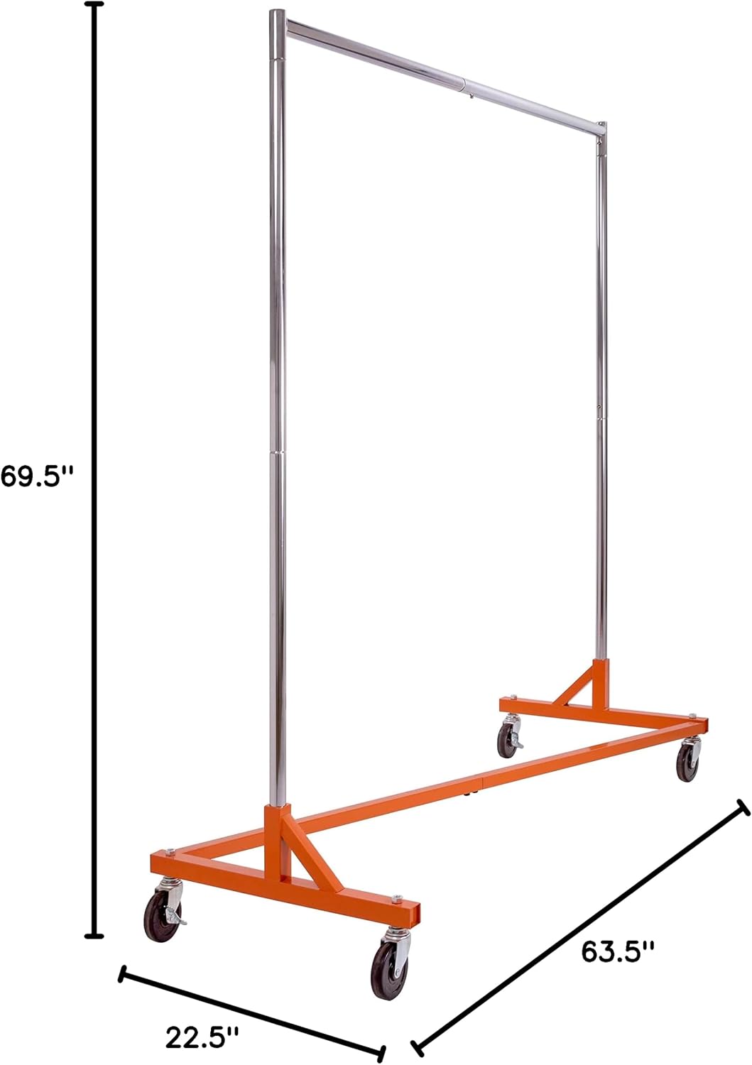 Econoco Commercial Garment Rack - Rolling Clothes Rack, Heavy Duty (Z Rack with Garment Cover, Orange)