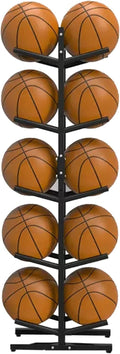 Ball Storage Holder Sports Ball Storage Rack for Basketball, Double-Sided & Horizontal Football Holder, Garage Organizer for Bedroom/Garage