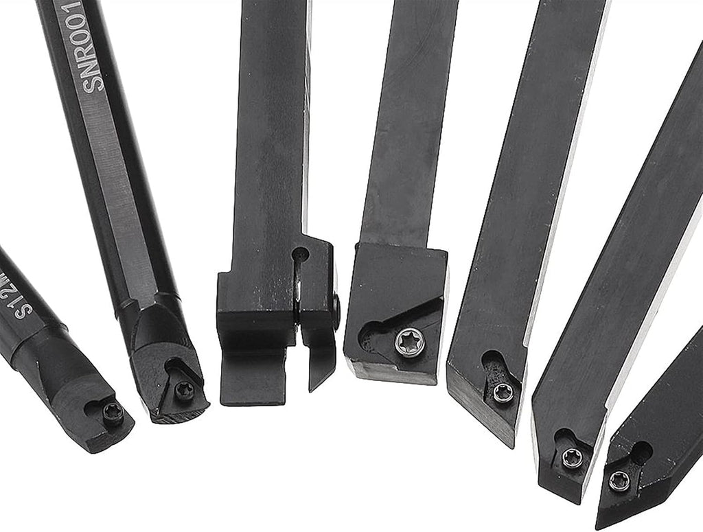 YFCDZVBH 7 Set Lathe Boring Bar Turning Tool Holder Set, with Carbide Inserts 12mm Shank 45HRC