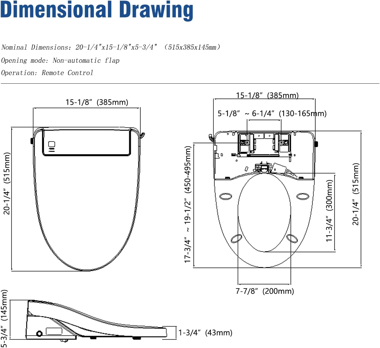 Sinber Smart Bidet Toilet Seat with Heated Seat and SoftClose Lid