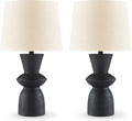 Signature Design by Ashley Scarbot Modern Distressed Paper Composite Table Lamp with 3-Way Switch, Set of 2, Black