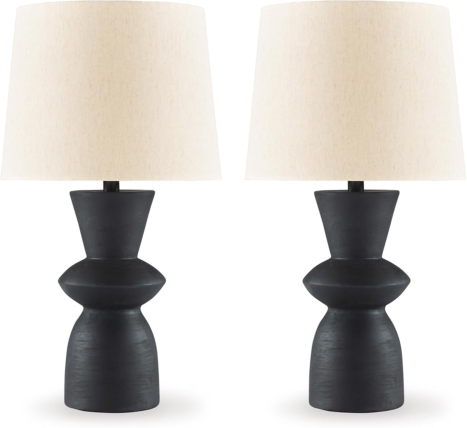 Signature Design by Ashley Scarbot Modern Distressed Paper Composite Table Lamp with 3-Way Switch, Set of 2, Black