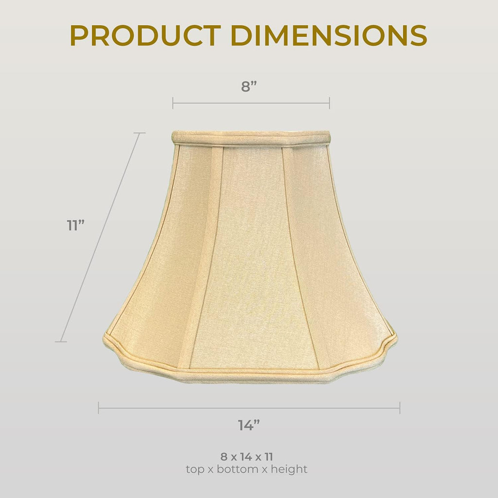 Royal Designs, Inc. Flare Bottom Outside Corner Scallop Lamp Shade, BS-701-14AGL-2, Antique Gold, 8 x 14 x 11, Set of 2