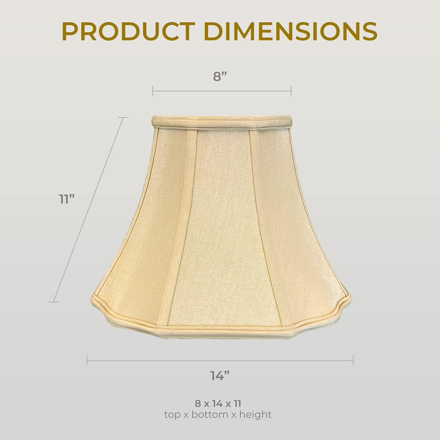 Royal Designs, Inc. Flare Bottom Outside Corner Scallop Lamp Shade, BS-701-14AGL-2, Antique Gold, 8 x 14 x 11, Set of 2