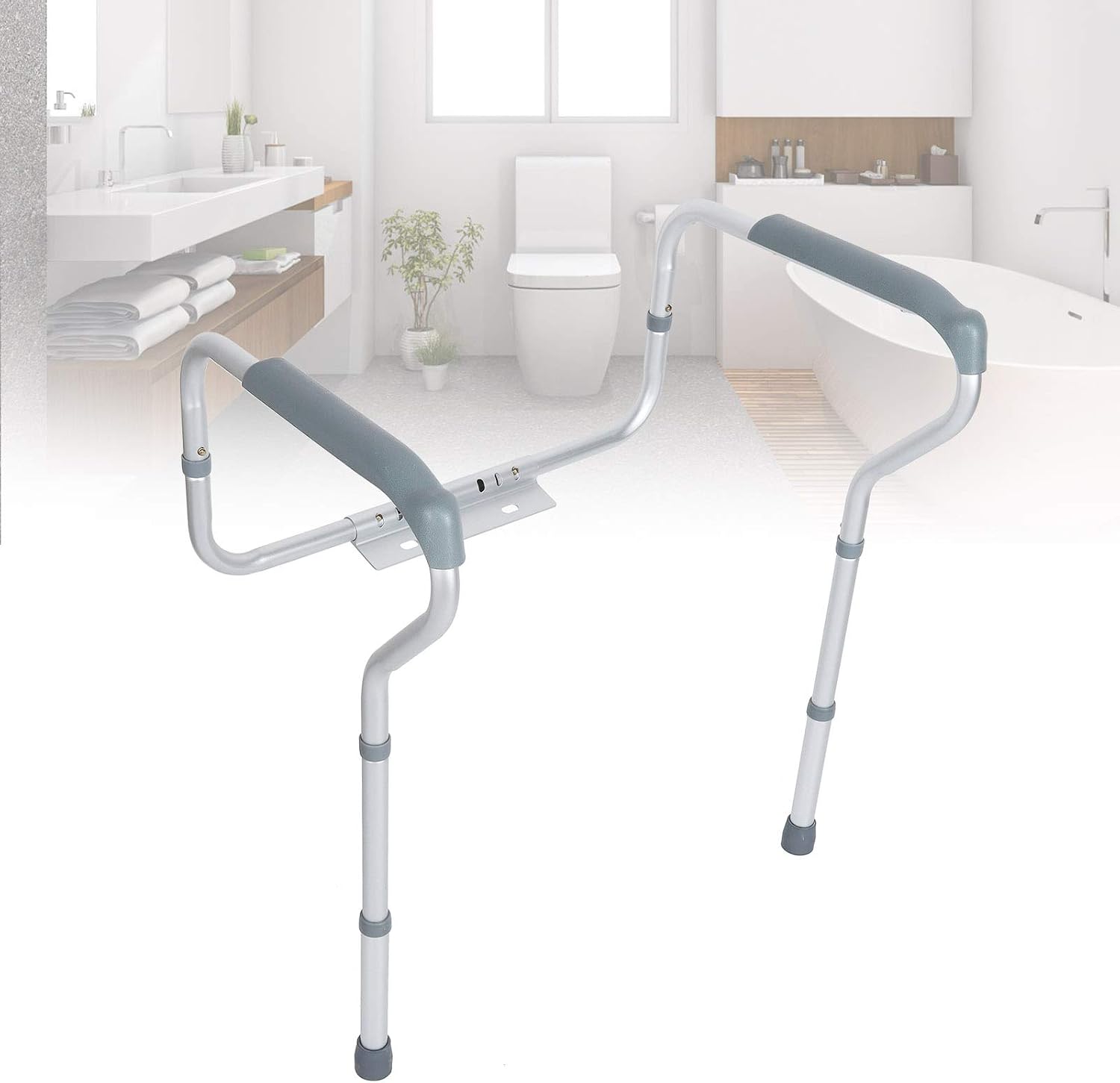 Adjustable Toilet Safety Rails for Seniors Aluminum Toilet Seat Riser, Secure rt e Easy Aess Commode Riser for Elderly
