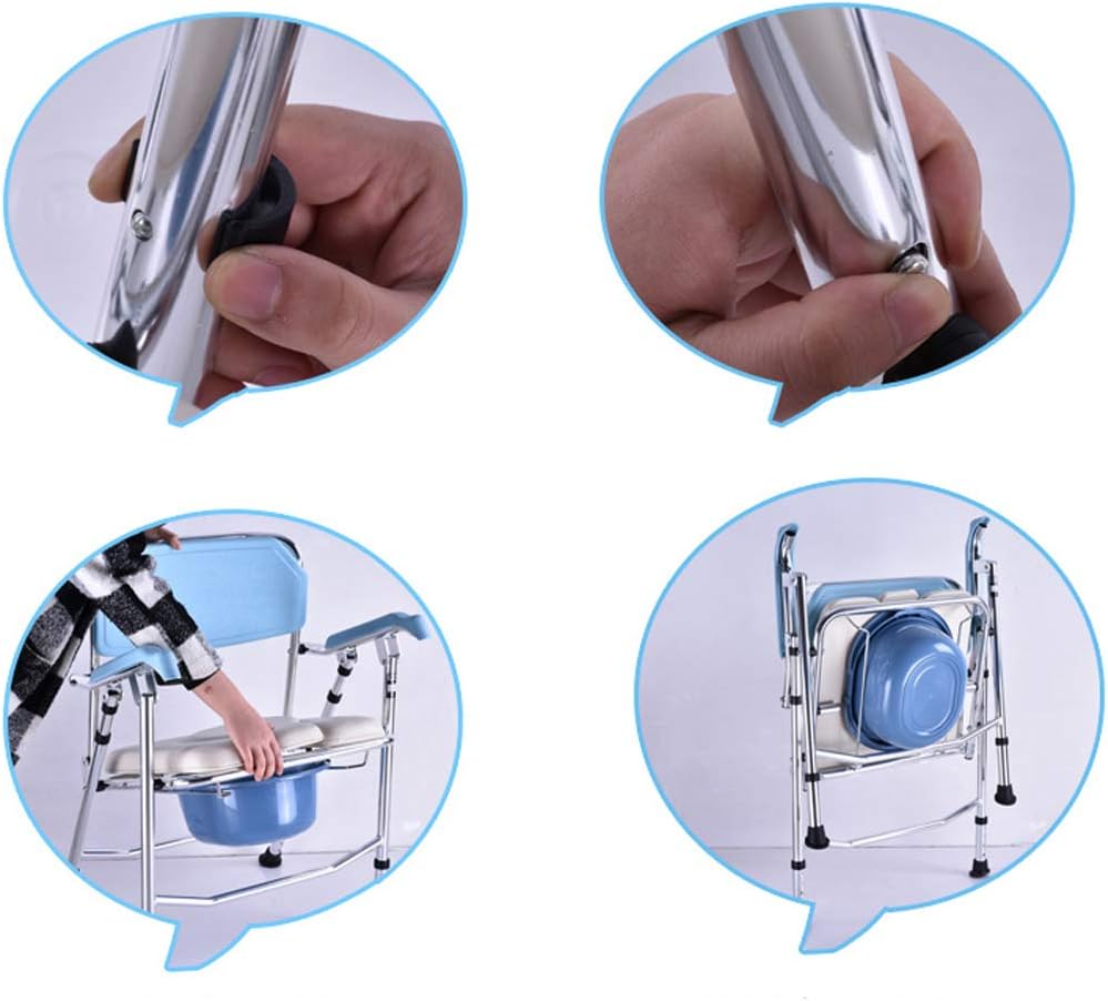 Bedside Commode Chair - Heavy-Duty Steel Commode Seat, Bedside Potty Chair for Seniors, Medical Handicap Toilet Seat with Bucket
