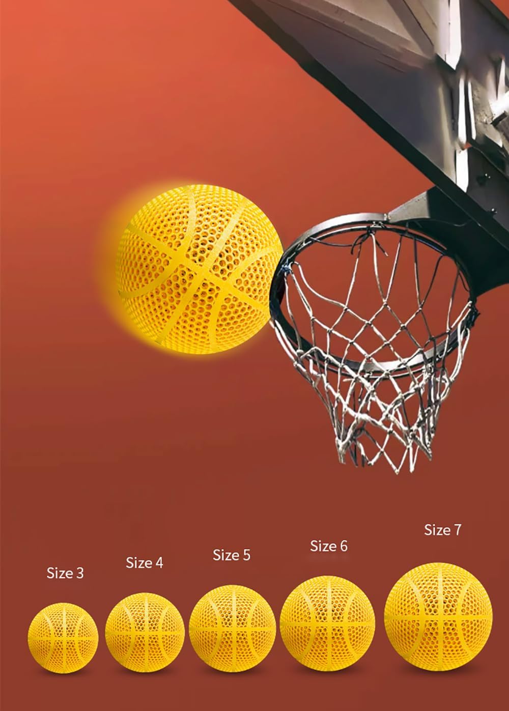 3D-Printed Airless Basketball, Silent Basketball for Quiet Dribbling and Indoor Training
