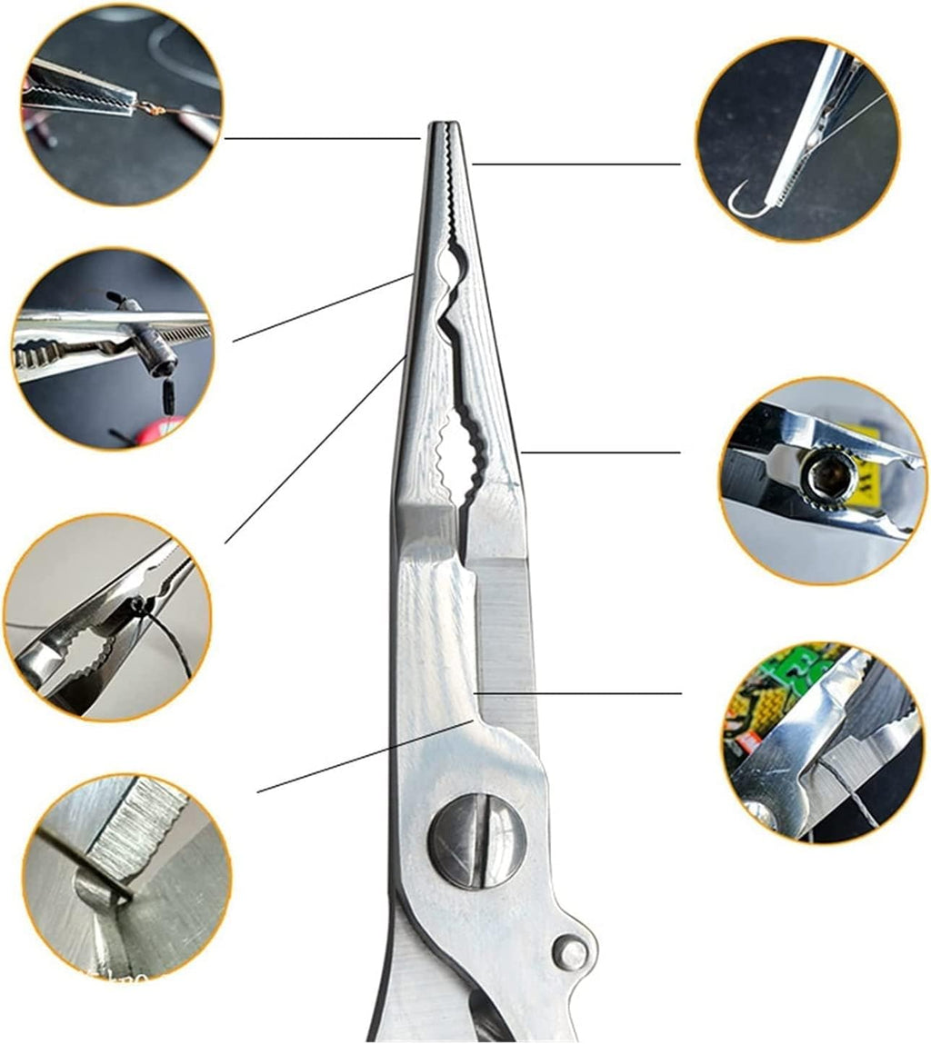 Stainless Steel Fishing Pliers, Fishing Tackle Kit, Fishing Multitool Hook Remover Fishing Gifts for Men (Color : Blue)