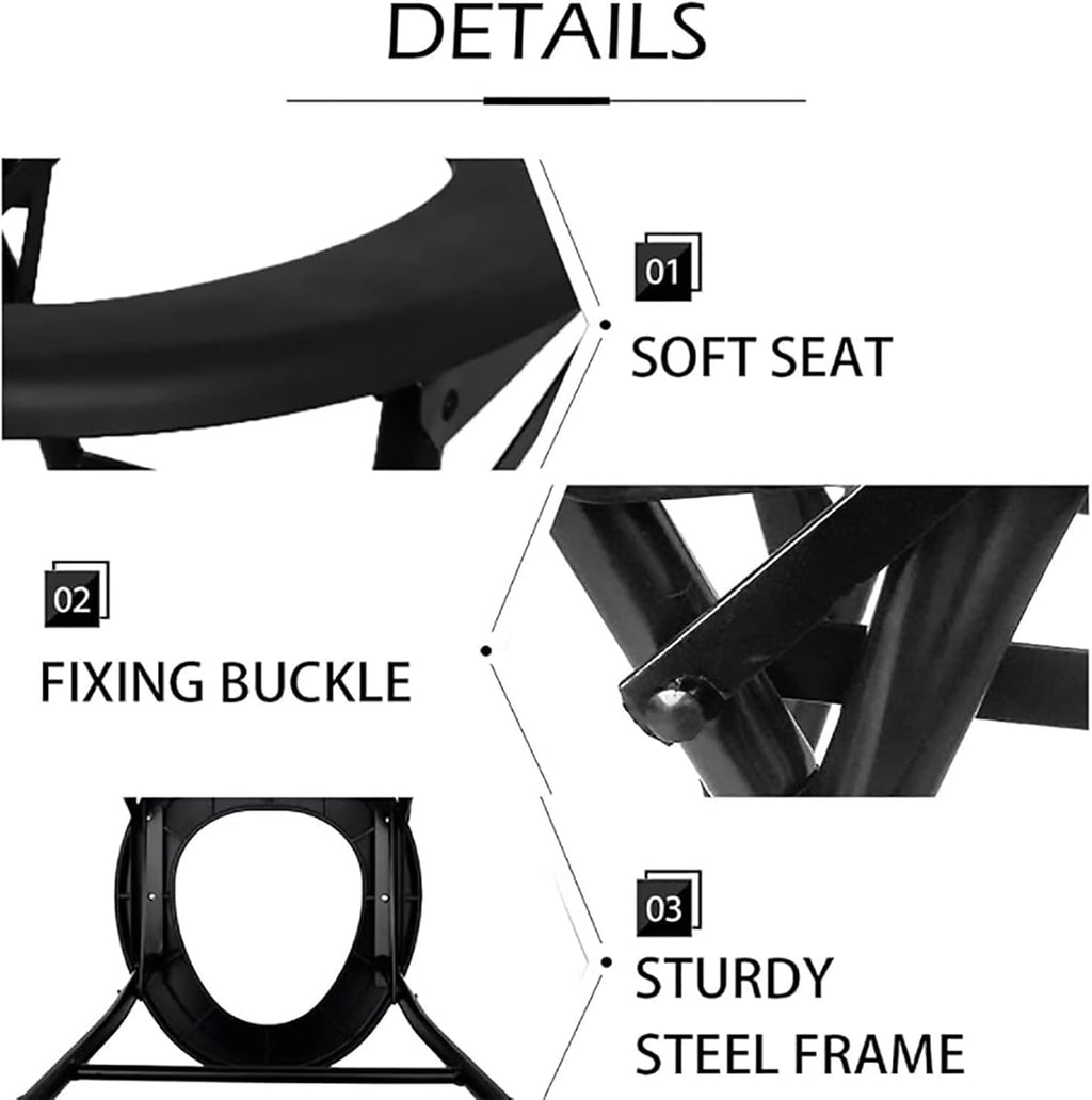 Bedside Commode,Toilet Seat with Handles Toilet Chair with Adjustable backrest Padded armrests Non-Slip feet Chromed Steel Folding for Elderly or Disabled