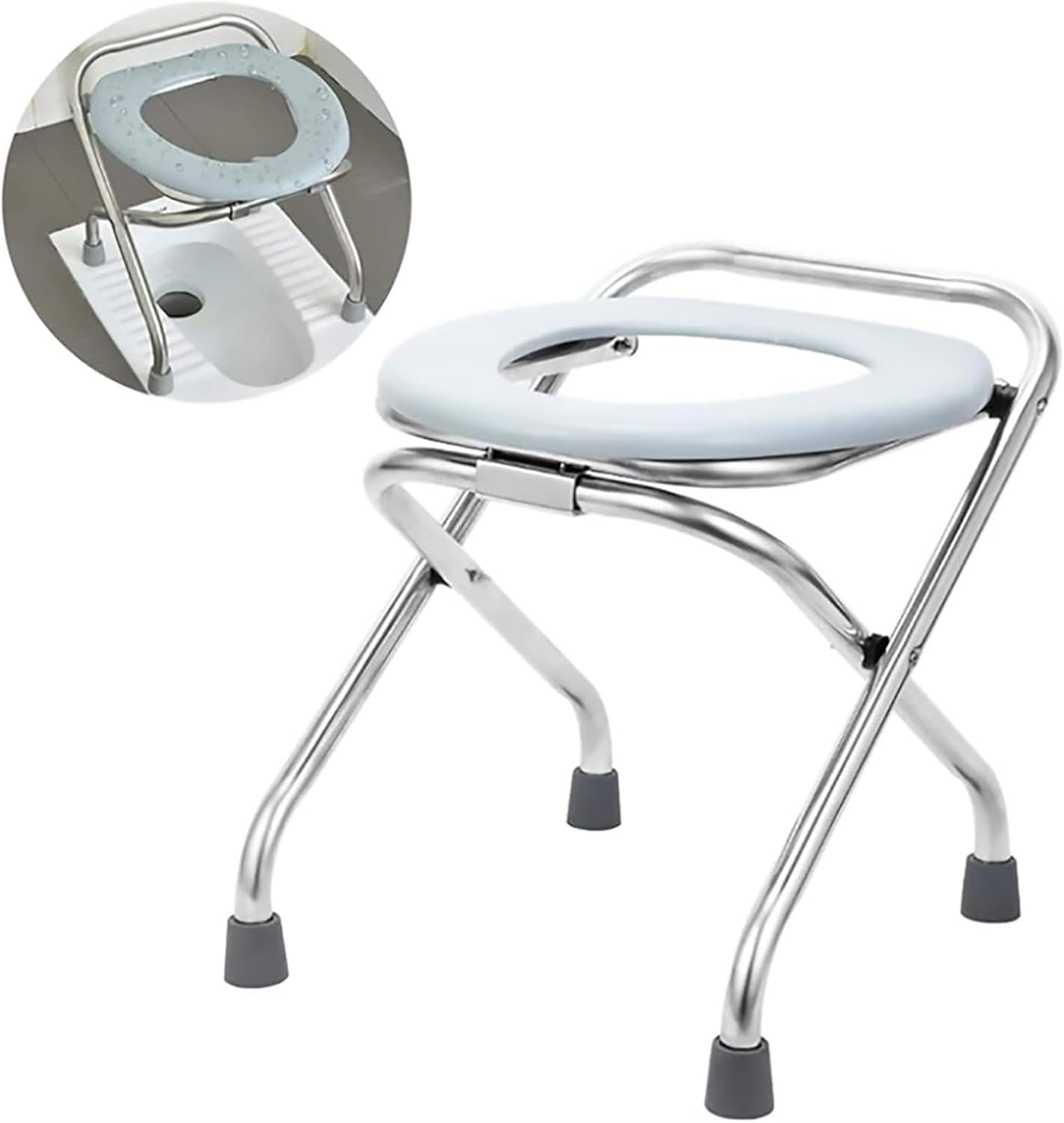 Bedside Commode,Toilet Seat with Handles Portable Camping Commode Chair Waterproof Non-Slip with Lid Perfect Lightweight Toilet Seat for Camping