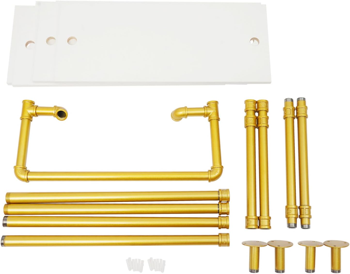 Gold Clothing Racks Wall Mounted Metal Clothes Rack with 3 Wood Shelves, Display Retail Clothing Garment Rack and Walk In Closet for Hanging Clothes Heavy Duty for Boutiques, Wardrobe, Bedroom