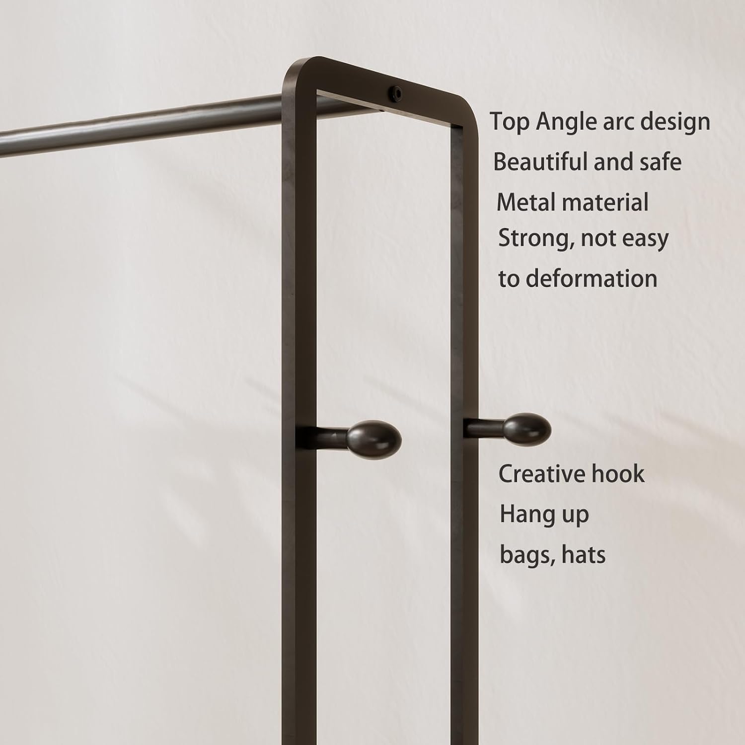 Black Rolling Garment Rack with Shelves and Hooks,Freestanding Metal Clothing Rack with Wheels,Large Clothes Hanging Rack for Bedroom,Closet, Entryway,Wardrobe,Boutique Display