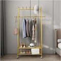 Exquisite Clothes Rail Rack Freestanding Coat Rack Clothes Rack Gold Rolling Garment Rack with Wheels and Bottom Shelves Wardrobe Closet for Boutique Display/100cm