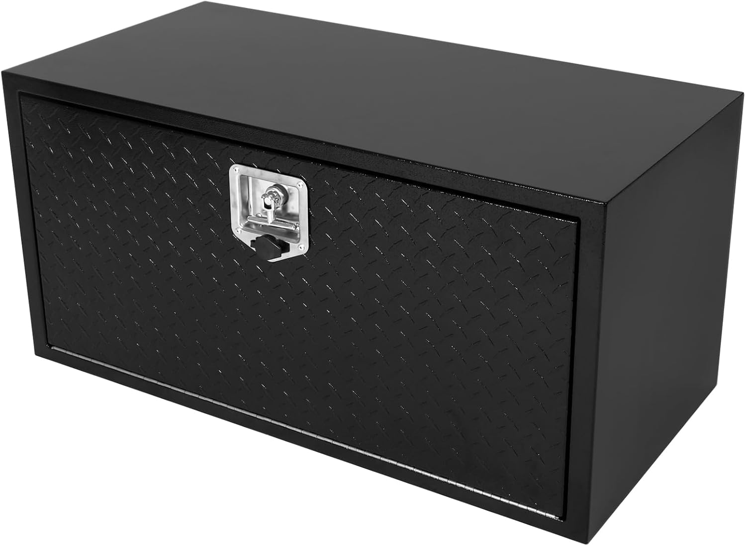 confote Black Steel Underbody Truck Tool Box with Aluminum Door,Heavy Duty Tool Box Organizer Chest For Pick Up Truck Bed,T-Handle Lock,Waterproof-36 x 18 x 18 inch