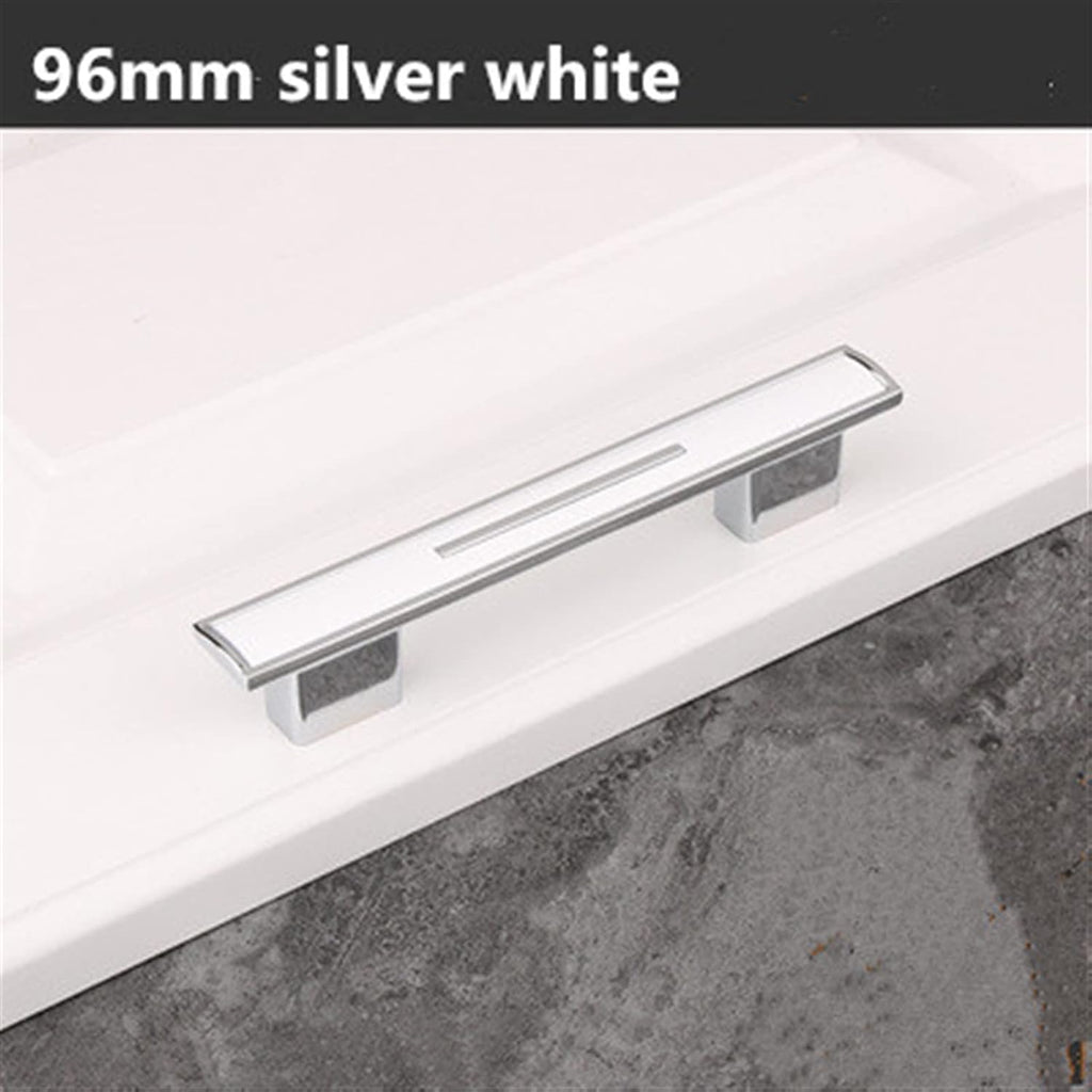 TOMYEUS Cabinet Handles Kitchen Hardware Modern Simple Fashion Kitchen Cabinet Wardrobe Door Handles Silver White Drawer Dresser Cupboard Knob Pull (6 Pieces) Cabinet pulls Kitchen Cabinet Handles