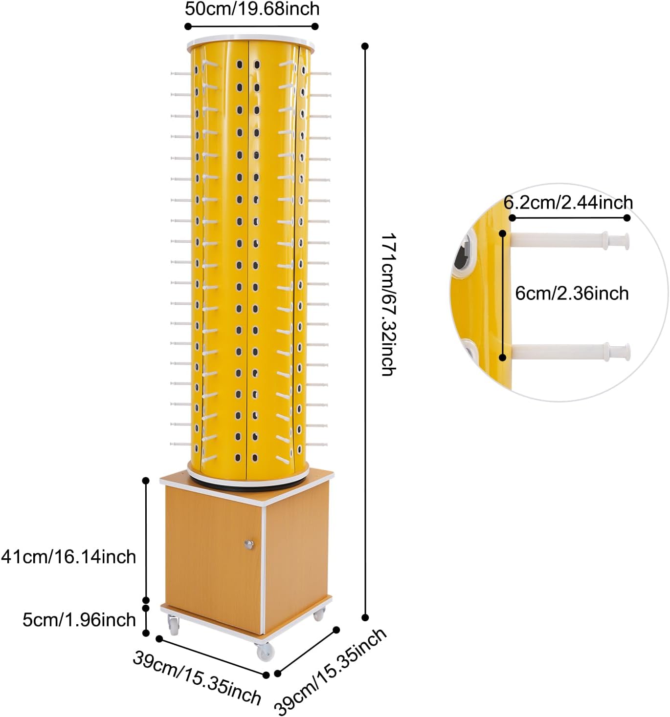 Glasses Display Stand, 114-Pair Eyewear Storage Rack for Sunglasses & Reading Glasses, 360°Swivel Commercial Eyeglass Organizer for Optical Shop, Jewelry Store, Retail Display (Yellow)