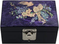 Antique Alive Mother of Pearl Inlay Design Jewelry Box, Wood Jewelry Box, Trinket Case, Keepsake Treasure Chest Box Organizer Holder (Bird Purple)