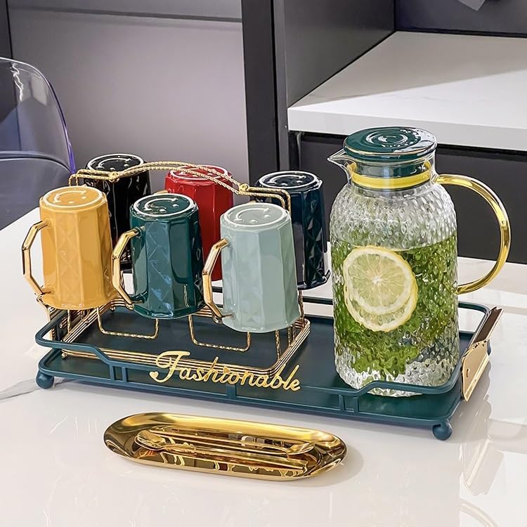 Beverage Serveware Water Cup Household Set Living Room Glass Kettle Large Capacity Family Hospitality Drinking Cup Complete Set Water Carafe