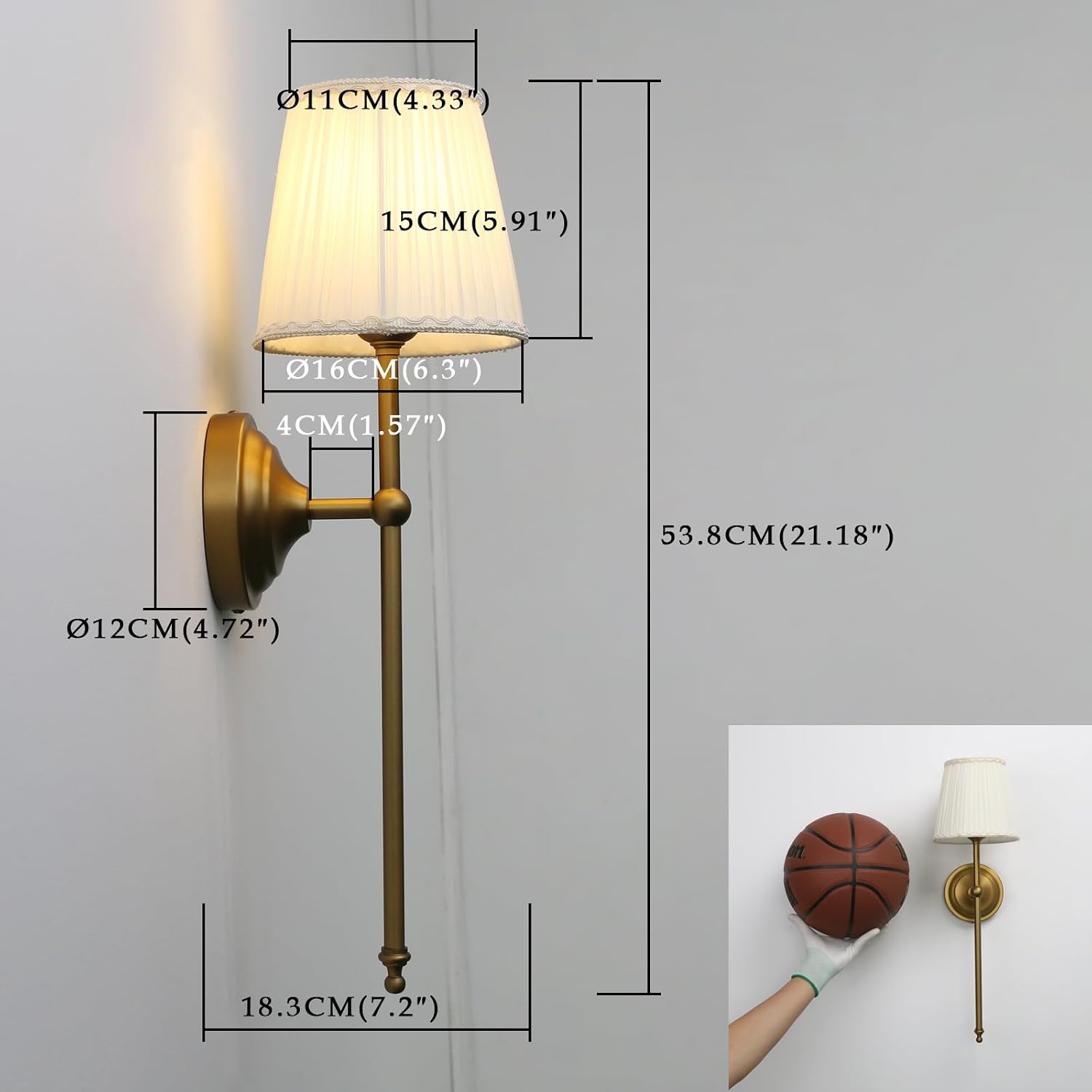Phansthy Hardwired Brass Boho Wall Sconces Set of 2, Vintage Industrial Wall Lights 2 Pack, Vanity Light Wall Lamps with Lace Gauze Shade for Bedroom Living Room Hallway Decor (Antique + White Shade)