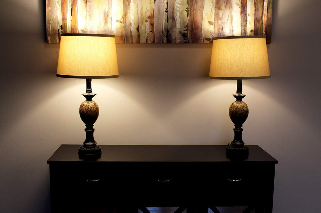 FenchelShades.com Set of 2 Lampshades 10' Top Diameter x 12' Bottom Diameter x 8' Slant Height with Washer (Spider) Attachment. Attaches to Lamps with an existing Harp (not included) (Designer Tan)