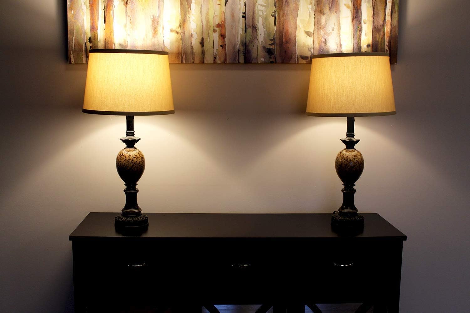 FenchelShades.com Set of 2 Lampshades 10' Top Diameter x 12' Bottom Diameter x 8' Slant Height with Washer (Spider) Attachment. Attaches to Lamps with an existing Harp (not included) (Designer Tan)