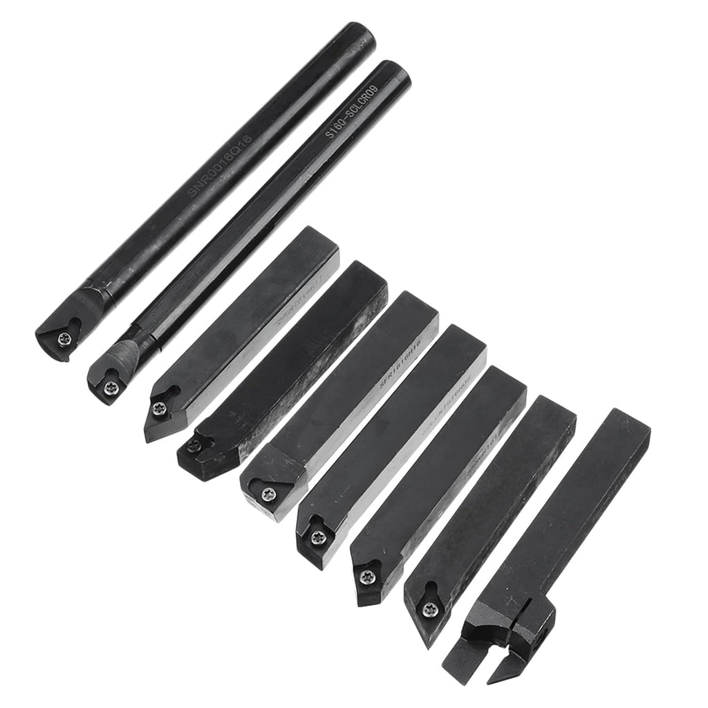 9Pcs/Set 16mm Shank Lathe Boring Bar Turning Tool Holder Kit with Inserts CNC Cutting Tool Holder for Lathe Machine Tool Machinist Lathe Tools