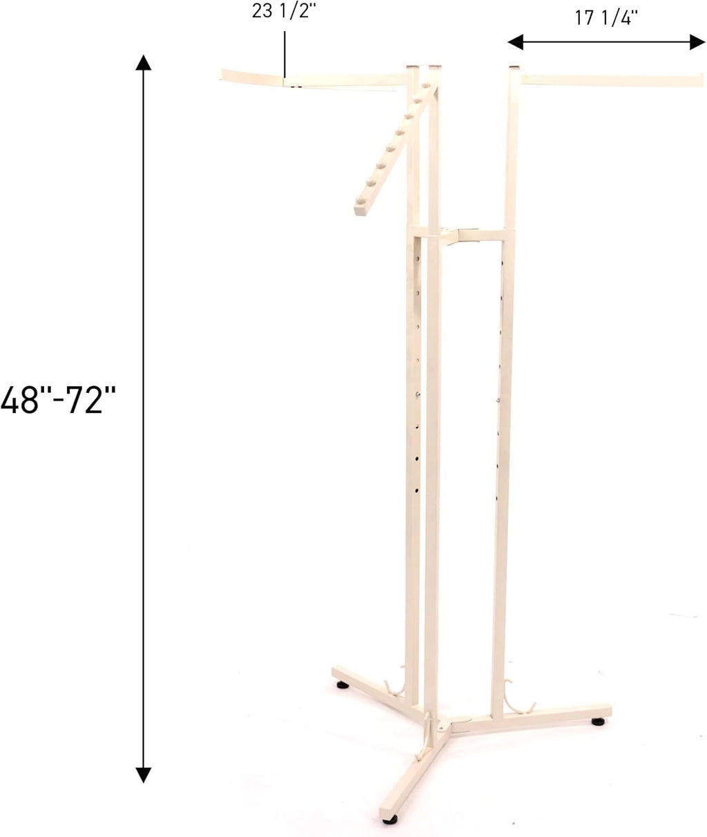 SSWBasics 3-Way Adjustable Clothing Display Rack - Sleek, Sturdy Boutique Ivory Garment Stand - Premium Retail Clothing Rack for Boutiques and Thrift Stores - Elegant Boutique Clothing Rack for