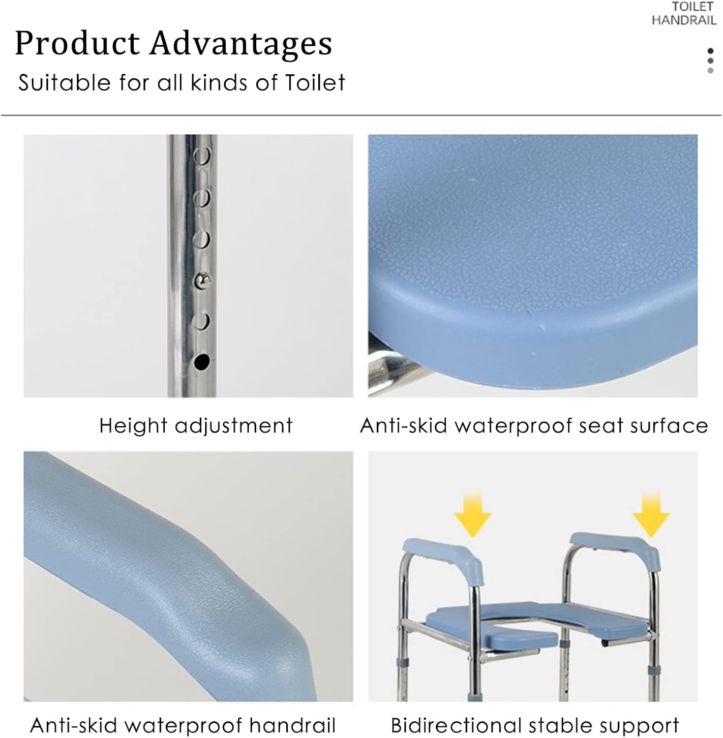 Raised Toilet Seat - Heavy Duty Medical Raised Homecare Commode and Safety Frame, Height Adjustable Legs, Bathroom Assist Frame for Elderly, Handicap, Disabled