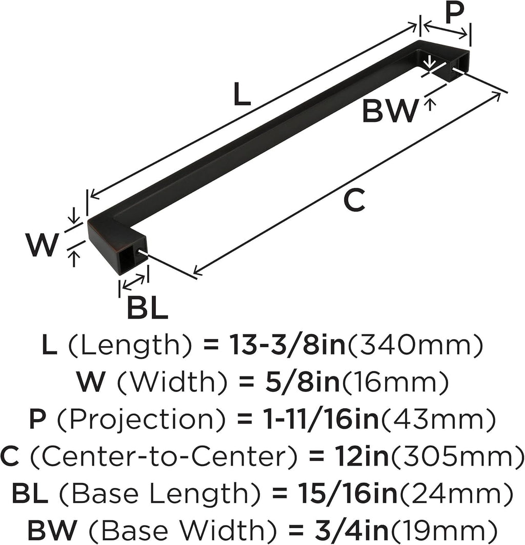 Amerock | Appliance Pull | Oil Rubbed Bronze | 12 inch (305 mm) Center-to-Center | Blackrock | 1 Pack | Drawer Pull | Drawer Handle | Cabinet Hardware