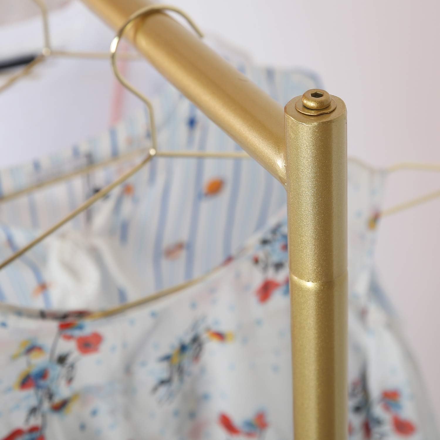 HOMEKAYT Gold Clothing Rack with Shelf Heavy Duty Gold Garment Rack Gold Glothes Rack Modern Display Rack for Home, Boutique,Retail - 59''L