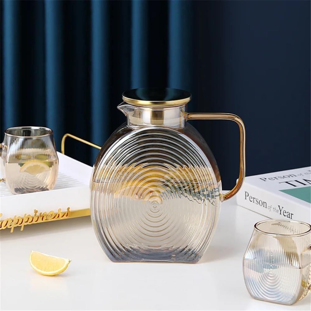 Beverage Serveware 2500ml Large Refrigerator Water Jug With Lid Heat Resistant Water Bottles Glass Pitcher For Hot/Cold Water Water Carafe