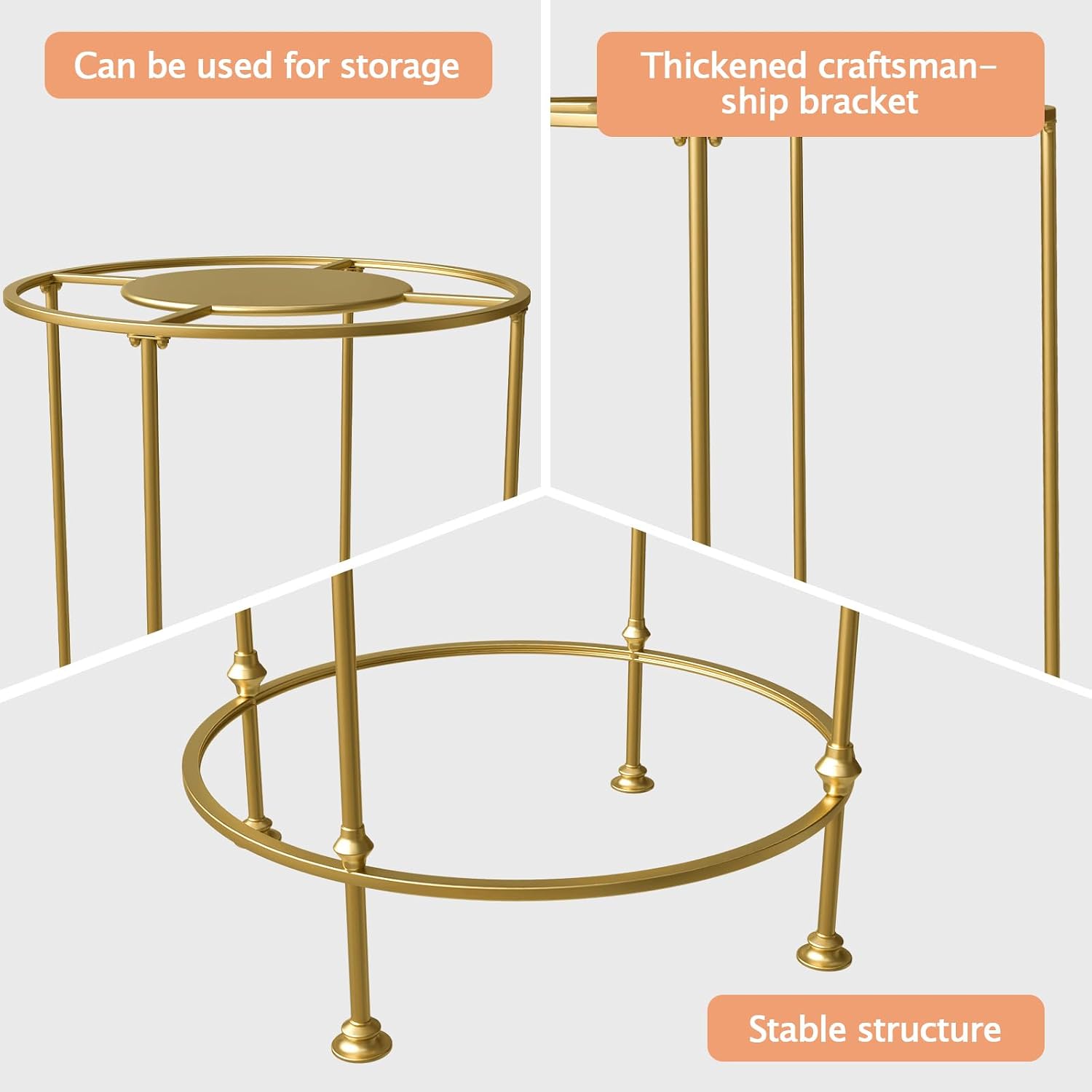 Round Garment Rack,Freestanding Round Clothing Rack,Iron Clothes Hanging Rack with Topper,Metal Clothing Rack for Shopping Malls Retail Boutique Display Laundry Rooms Bedroom (Gold)