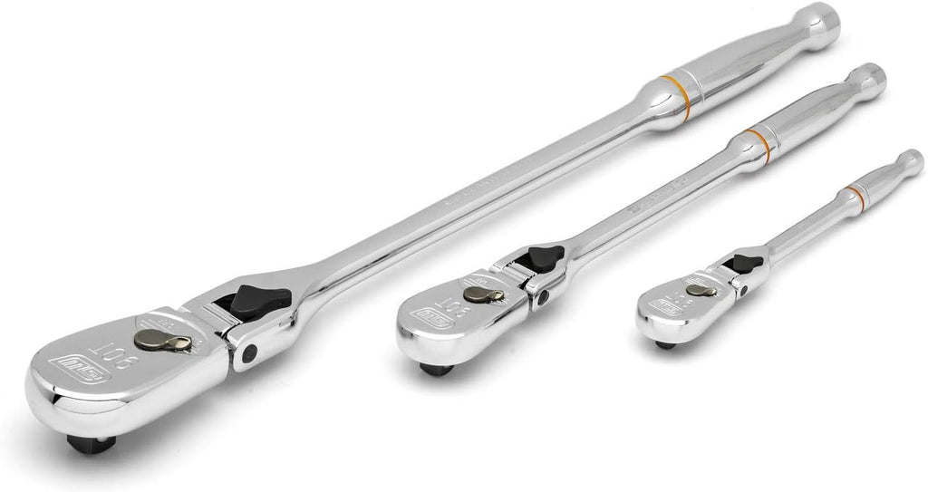 GEARWRENCH 3 Pc. 1/4', 3/8' & 1/2' Drive 90 Tooth Locking Flex Head Teardrop Ratchet Set - 81276T