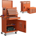 IRONMAX 5-Drawer Rolling Tool Chest, 2-in-1 Detachable Heavy Duty Tool Box Storage Cabinet with Auto Lock, Adjustable Shelf & Hooks, Metal Toolbox on Wheels for Garage Workshop (Orange)
