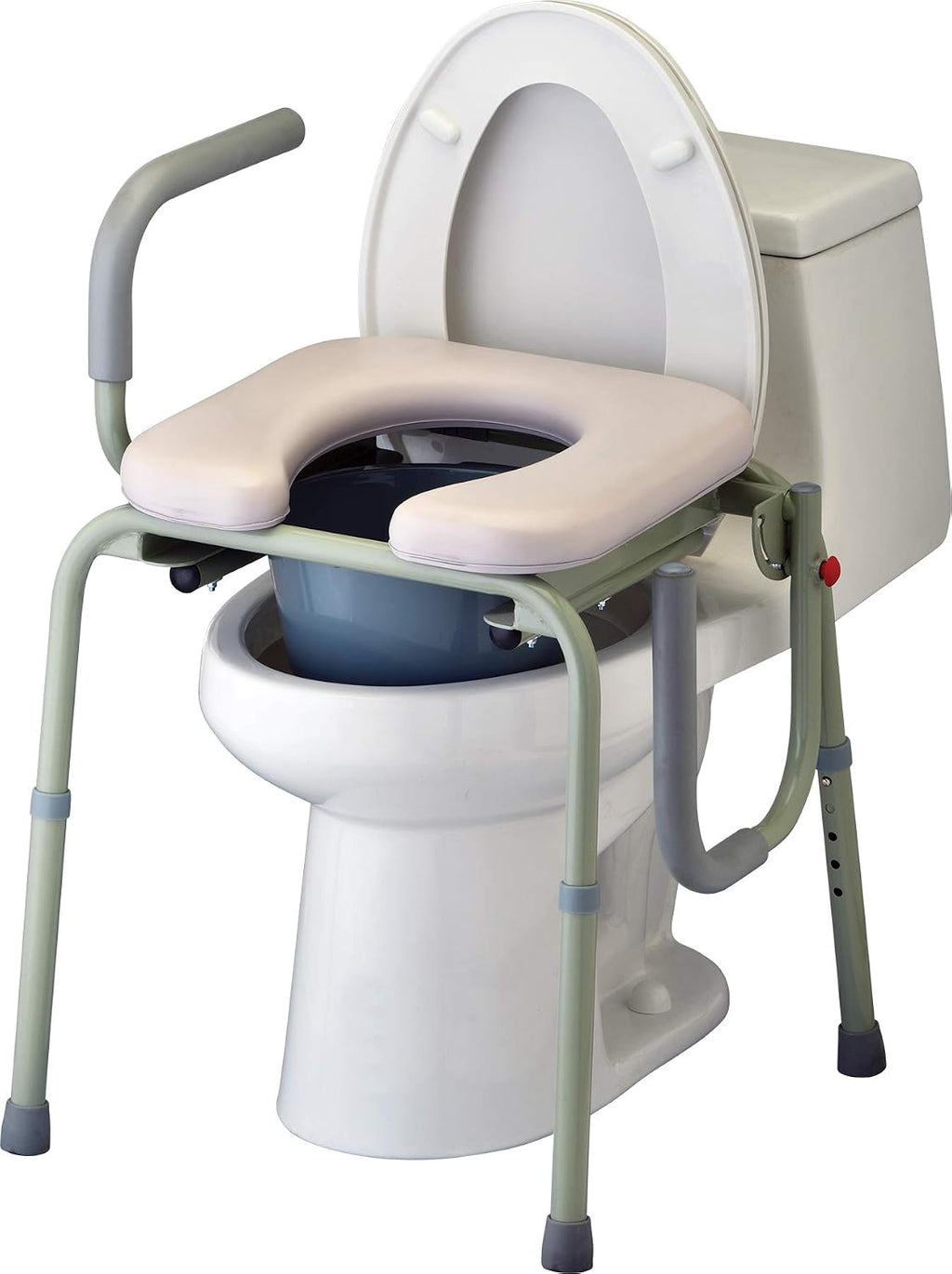 NOVA Medical Products Drop Arm Commode with Padded Seat and Back, Drop Down Arms for Easy Transfer, Stand Alone Bed Side Commode and Over The Toilet Commode, Comes with Bucket, Lid and Slash Guard Gray 1 Count