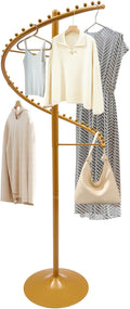 360° Rotating Spiral Clothing Rack Freestanding Metal Spiral Garment Display Rack Modern Coat Stand Retail Clothes Display Racks for Shops Boutique Entrance Hall Bedroom Gold