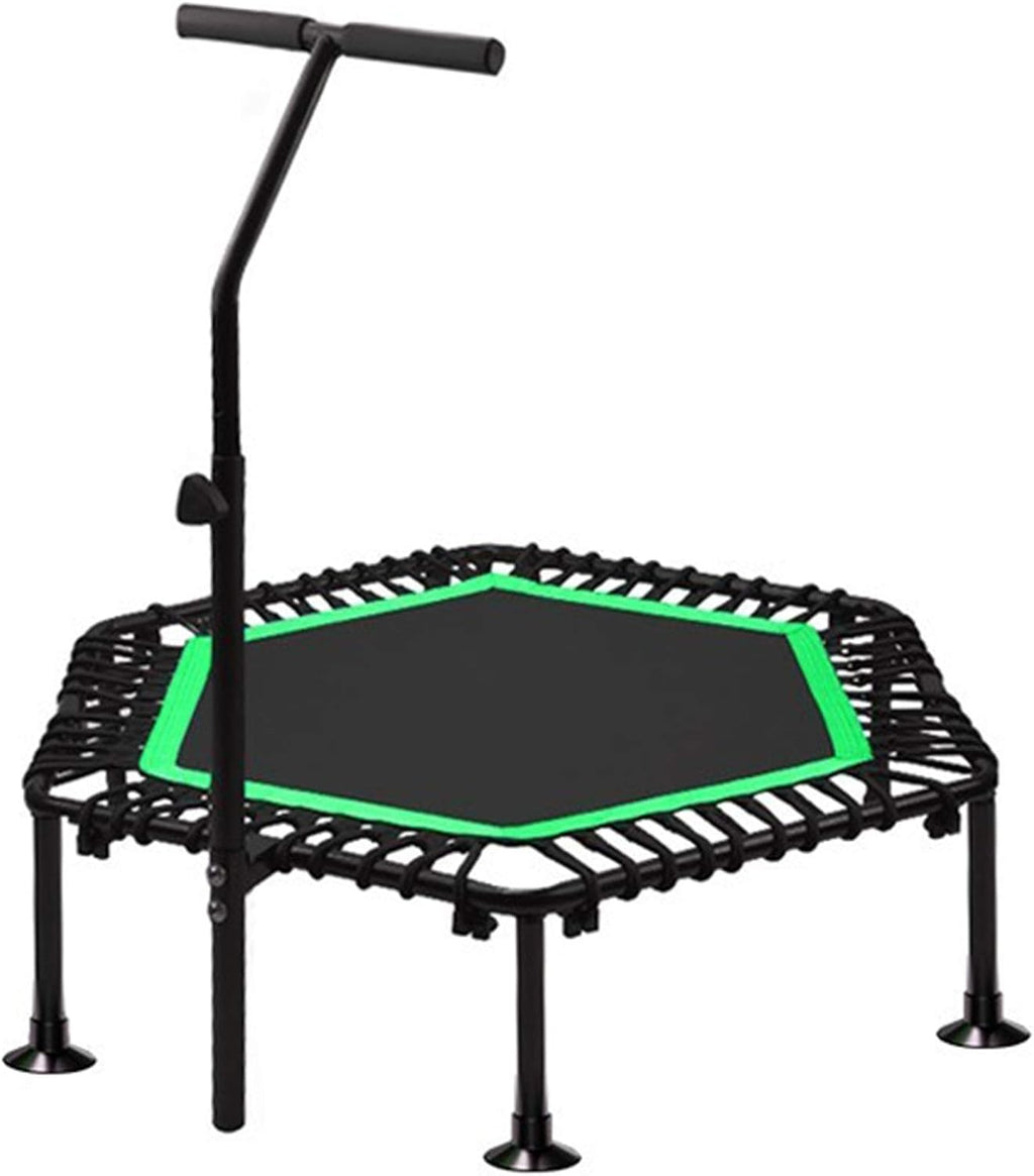 Indoor Trampoline for Kids Built-in Metal Sheet,Trampoline for Adults,Silent Elastic Rope,Trampoline 5-Speed Floor-Standing Lifting Armrest,The Best Fitness Gift (Color : B-Green, Size : 45inc)