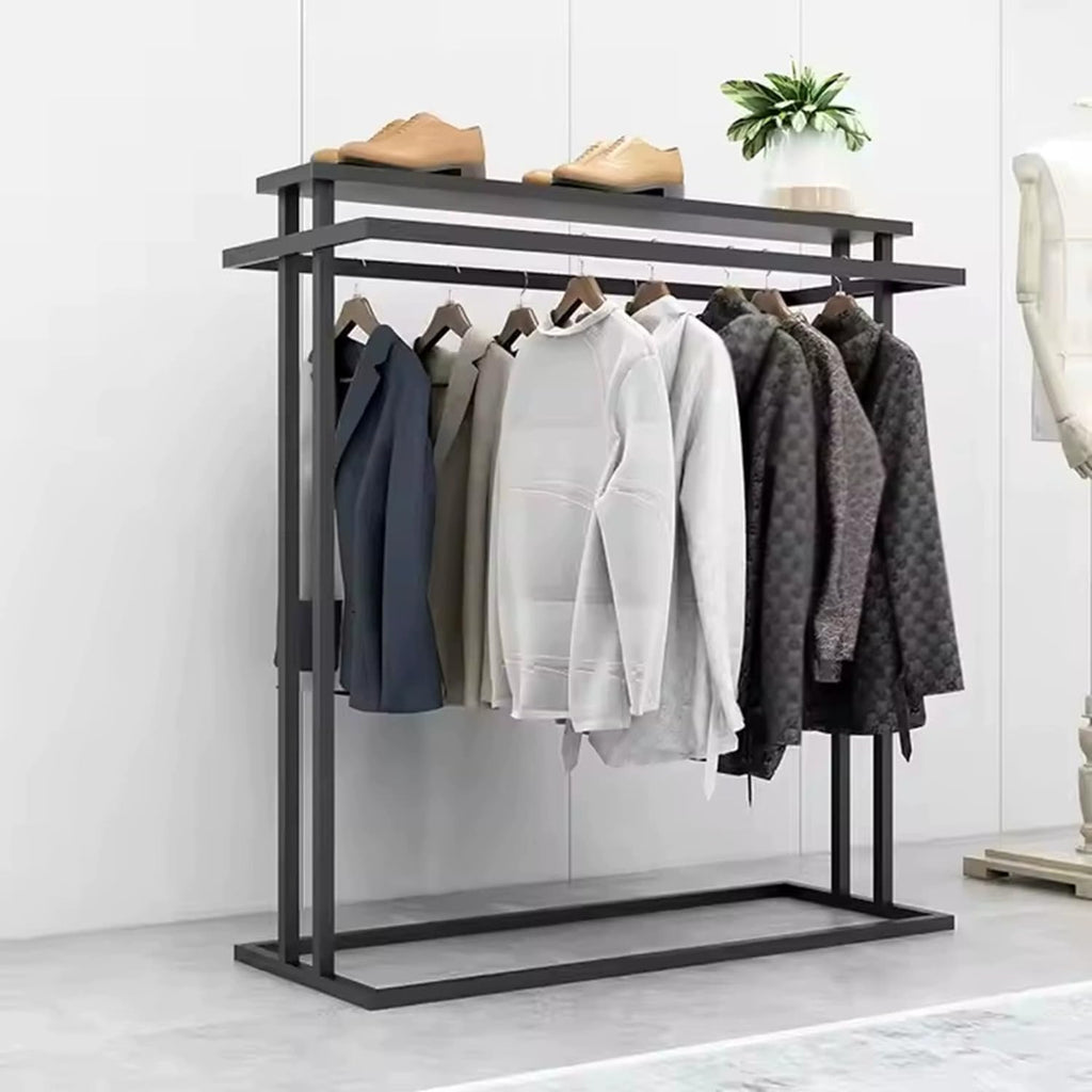 Clothes Rack with Wheels, Garment Rack Display Stand, Metal Clothes Hanger with Double Rod, Boutique Retail Stores Storage Rack(black, 120cm/47 L)
