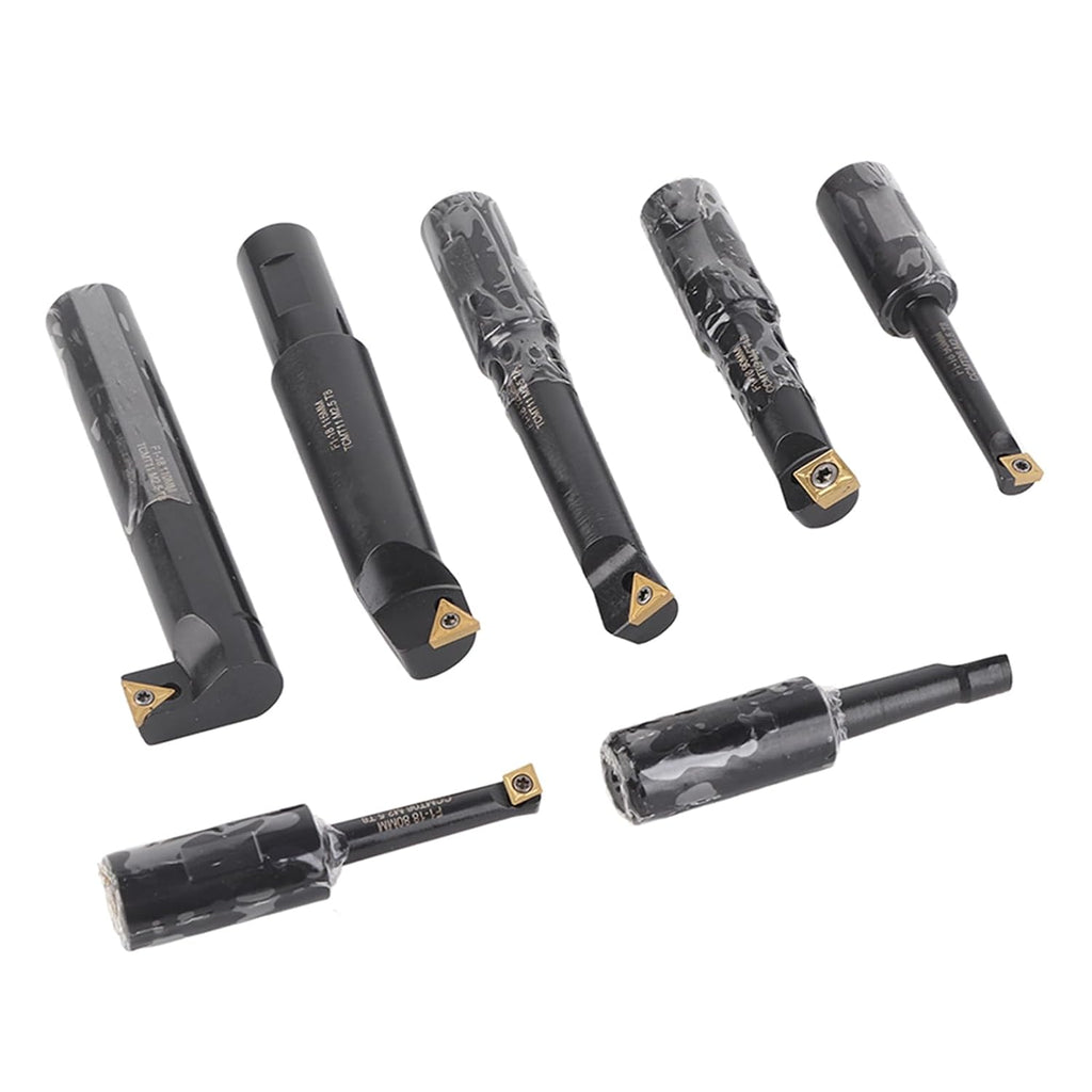 7Pcs Boring Bar Set, 18mm Round Shank Indexable Cemented Carbide Tipped Bars, Turning Bar Holder Set for Turning Inner Holes, Reaming
