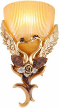European Wall Sconce Vintage Gold Wall Light Creative Resin Peacock Design with Frosted Glass Shade Indoor Wall Lamp Antique Lighting Fixtures for Living Room Hallway Bedroom Bedside
