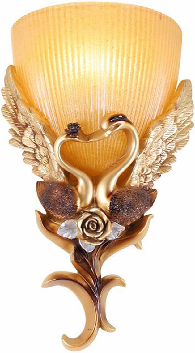 European Wall Sconce Vintage Gold Wall Light Creative Resin Peacock Design with Frosted Glass Shade Indoor Wall Lamp Antique Lighting Fixtures for Living Room Hallway Bedroom Bedside
