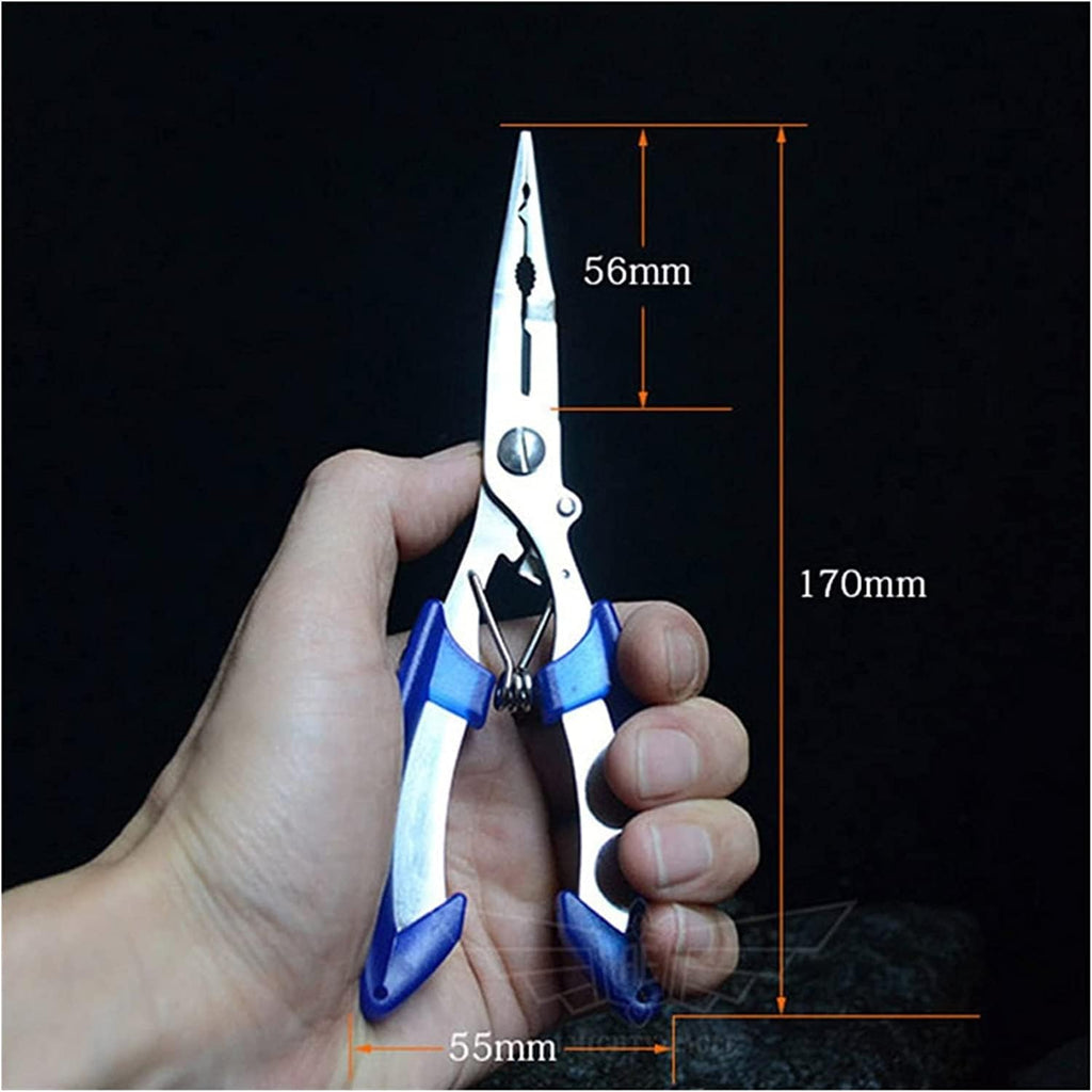 Stainless Steel Fishing Pliers, Fishing Tackle Kit, Fishing Multitool Hook Remover Fishing Gifts for Men (Color : Blue)